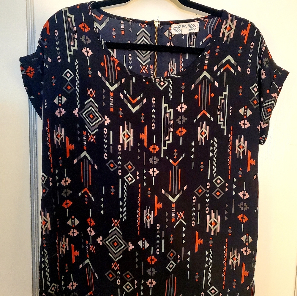 Cute Aztec Print Short Sleeve Blouse
